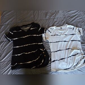 SHEIN Black and White Tie-Dye Blouses